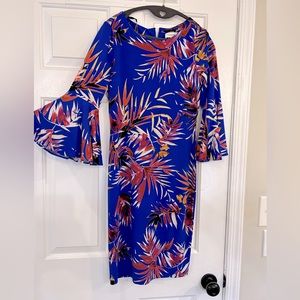 Calvin Klein Women's Printed 3/4 Sleeve Sheath Dress Sz 2